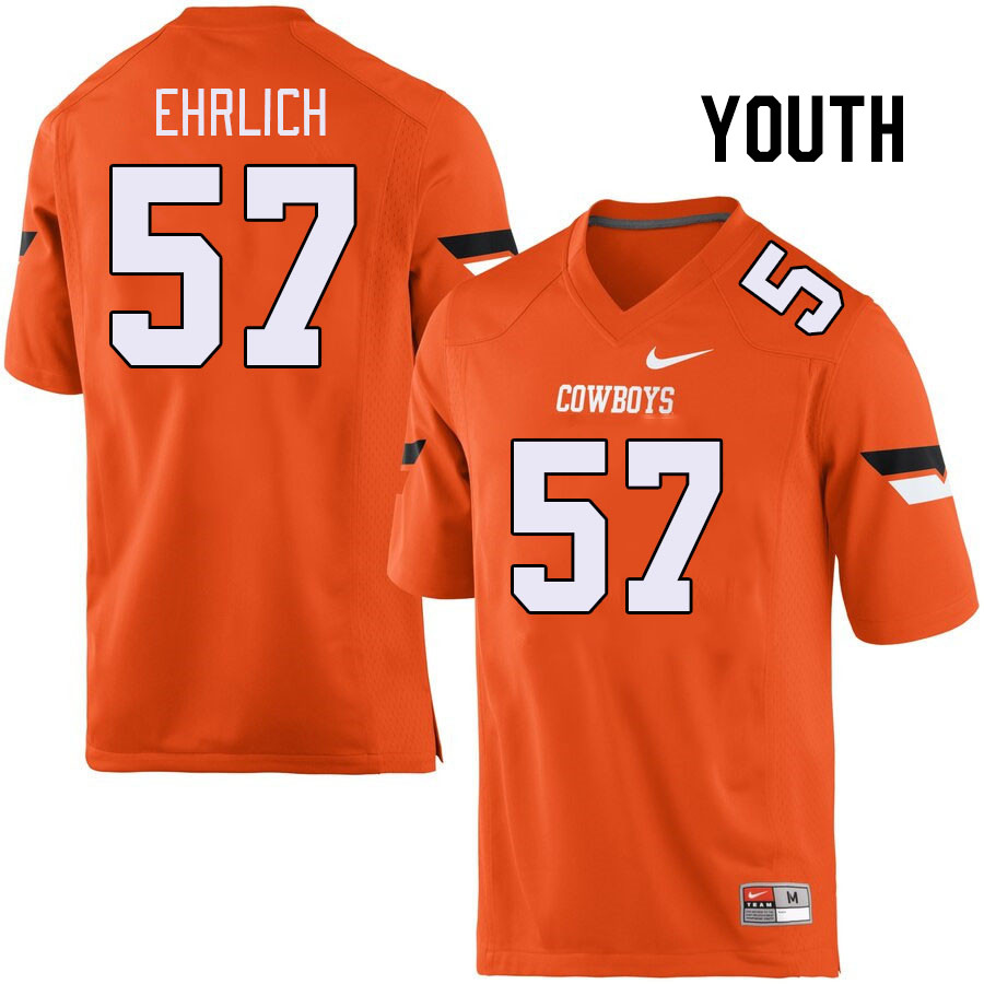 Youth #57 Osker Ehrlich Oklahoma State Cowboys College Football Jerseys Stitched-Orange